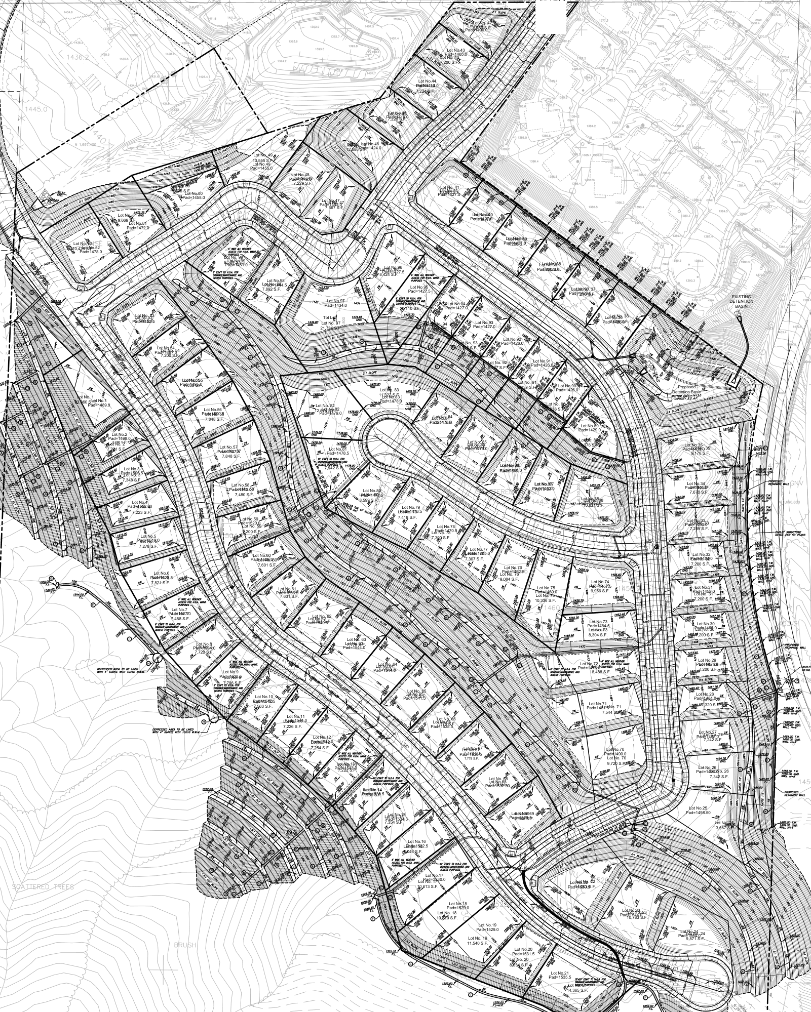 Lake Woods recorded engineered site plan — 98 lots